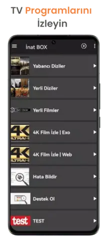 inat tv box apk kullanıcı arayüzü